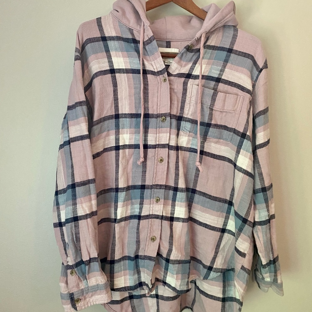American Eagle Oversized Hooded Flannel